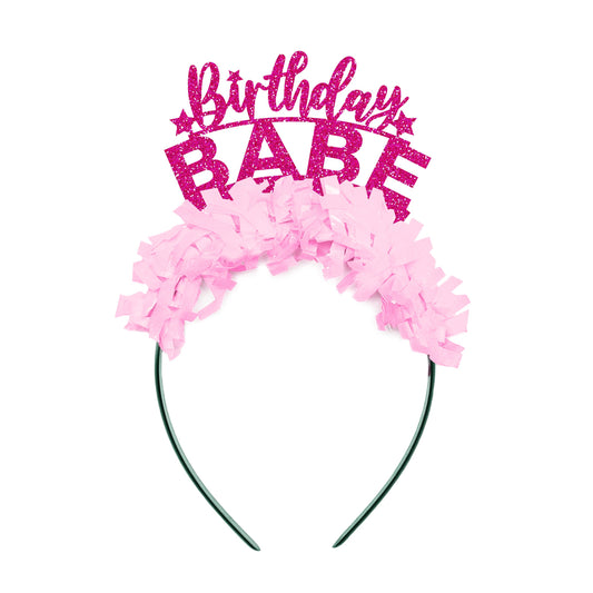 Birthday Babe Party Headband Crown: Hot Pink/Light Pink