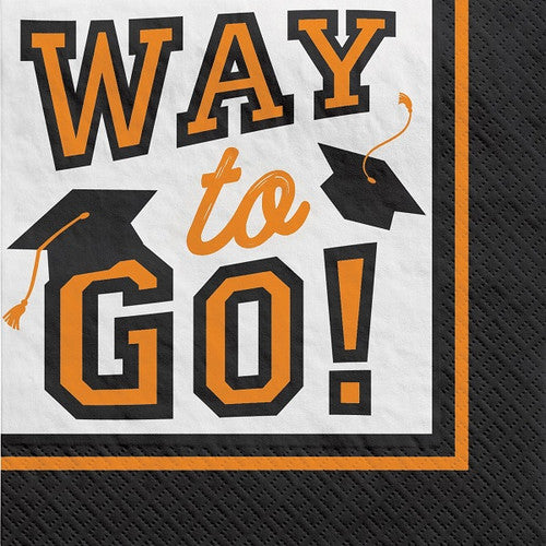 Graduation Set (Card Box, Plates, Napkins, Confetti) - Orange & Black