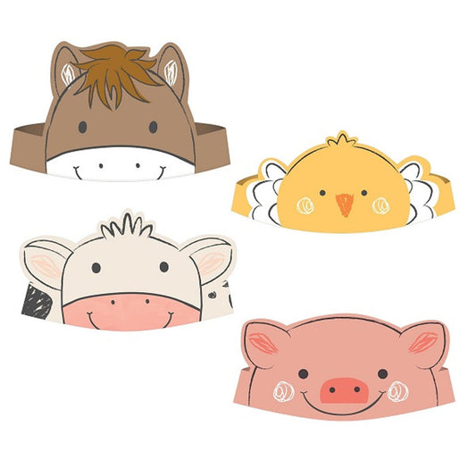 Farm Animal Party Hats (8 pcs)
