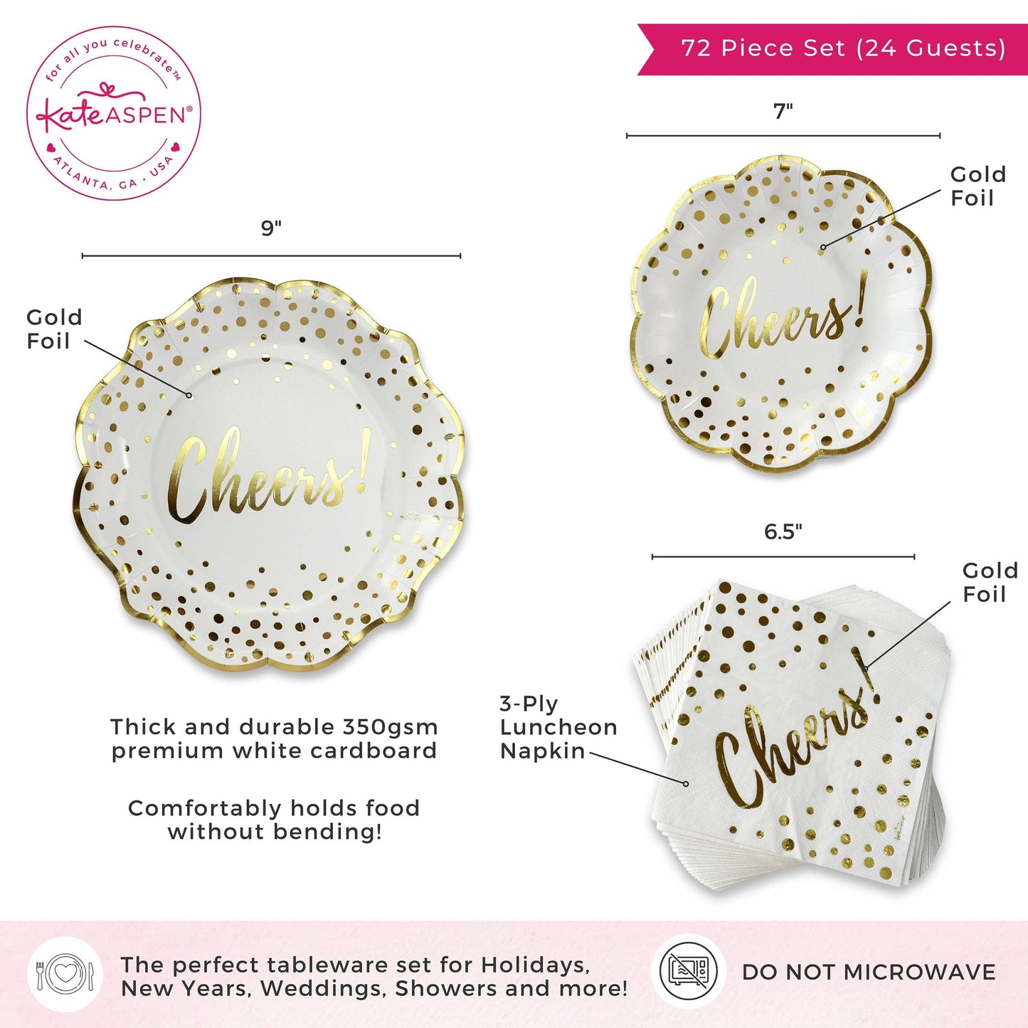 Cheers 72 Piece Party Tableware Set (24 Guests)