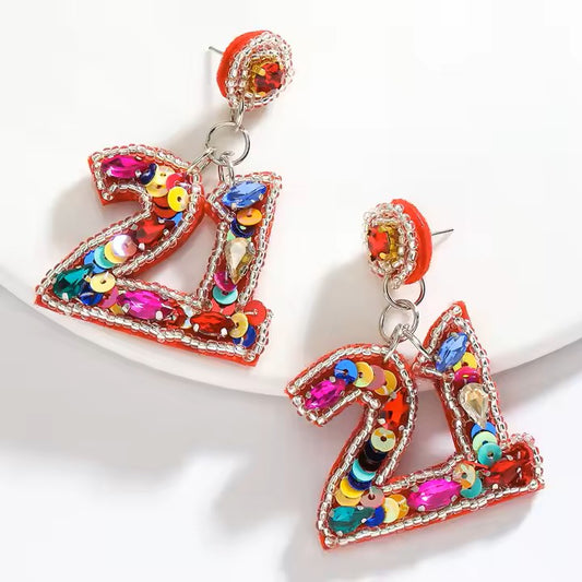 21st Birthday Sequin Earrings