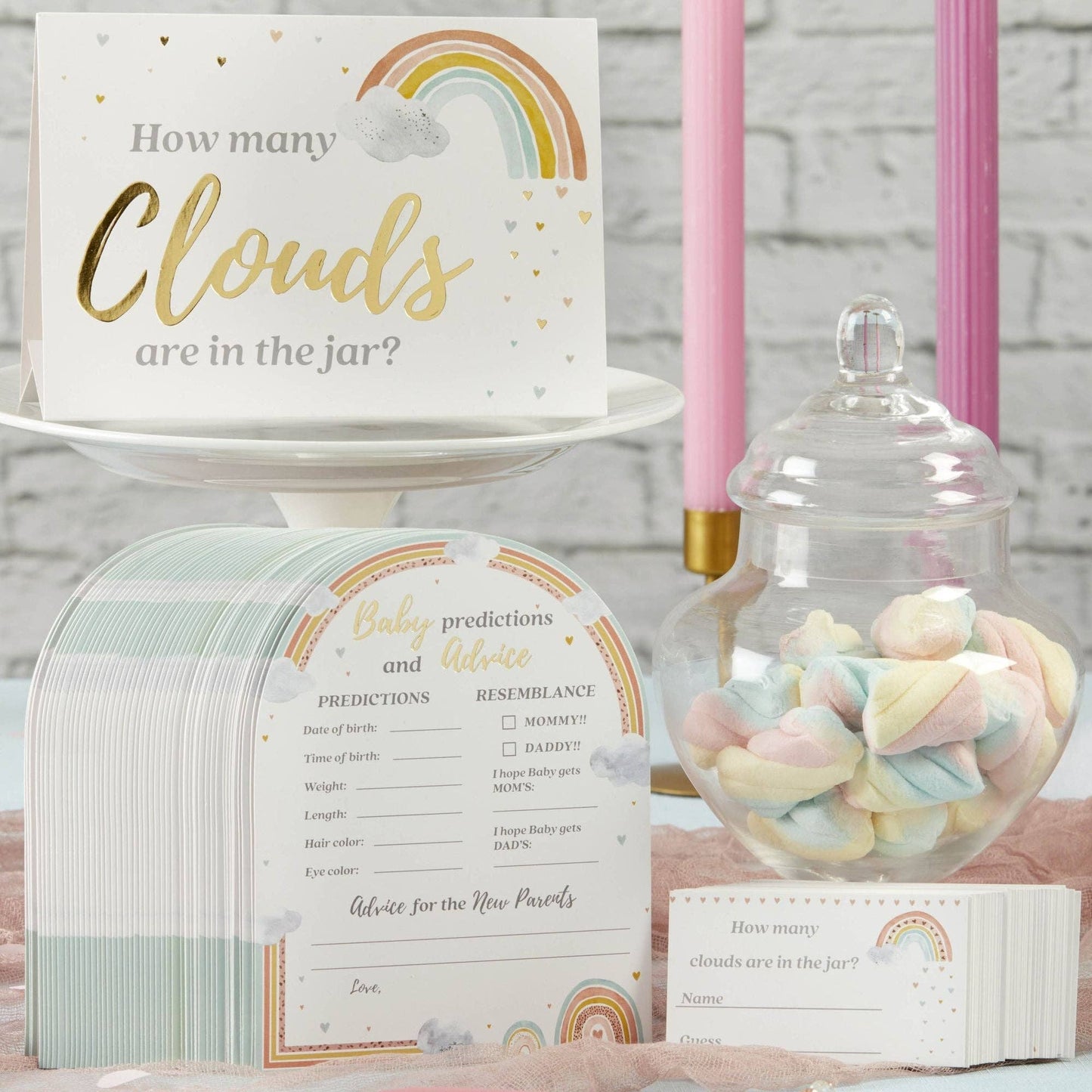 Boho Rainbow Baby Advice Card & Baby Shower Game (Set of 50)