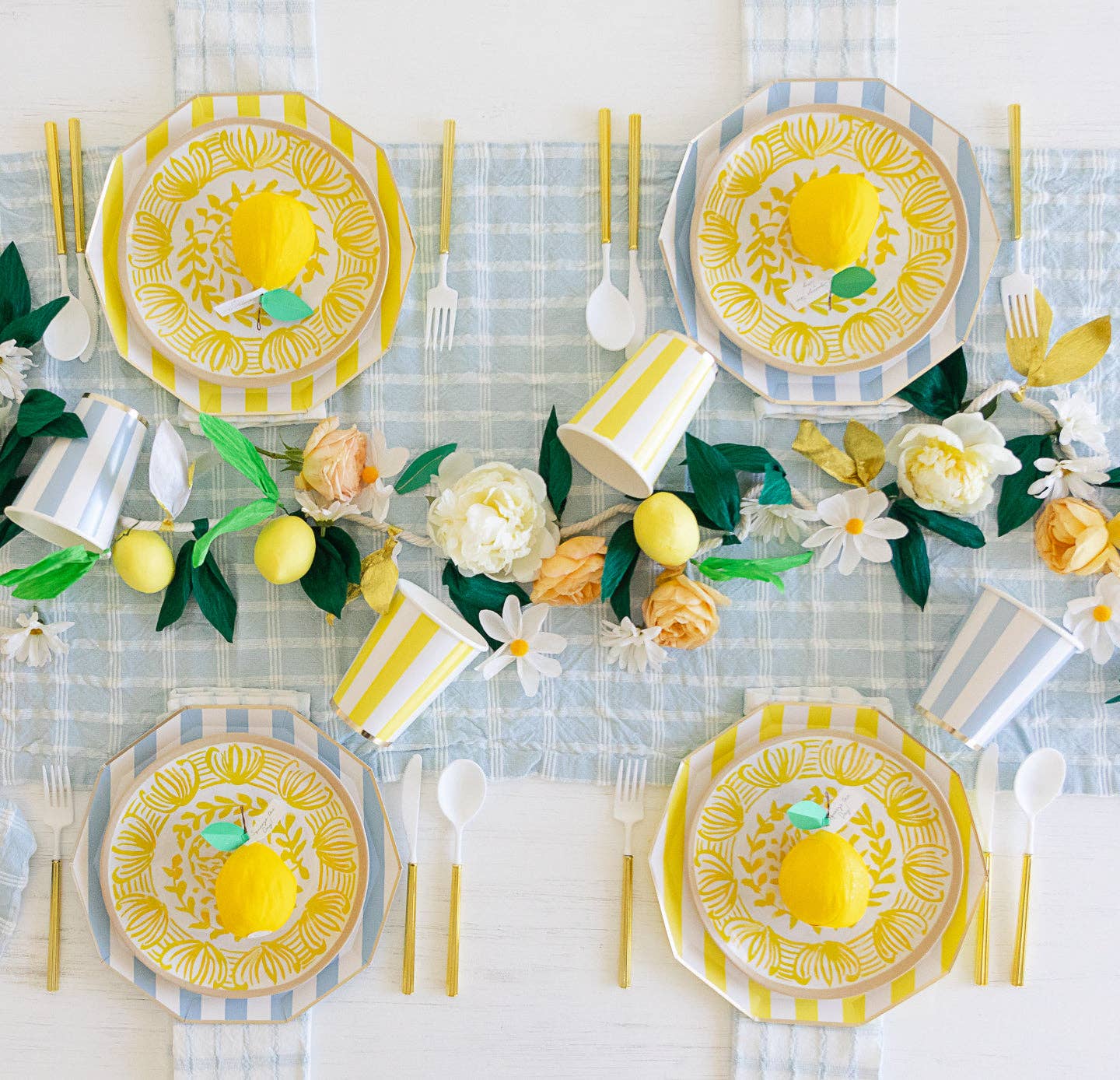 Soleil Yellow Cabana Stripe Cups