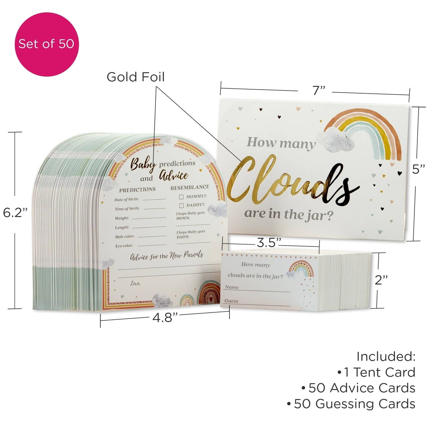 Boho Rainbow Baby Advice Card & Baby Shower Game (Set of 50)