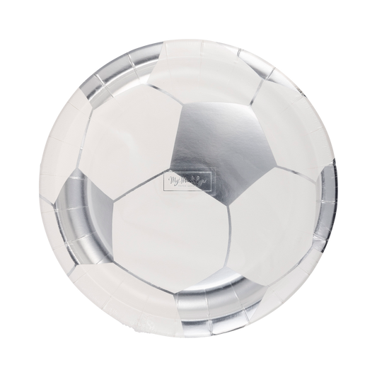 Metallic Soccer Ball Dessert Plates