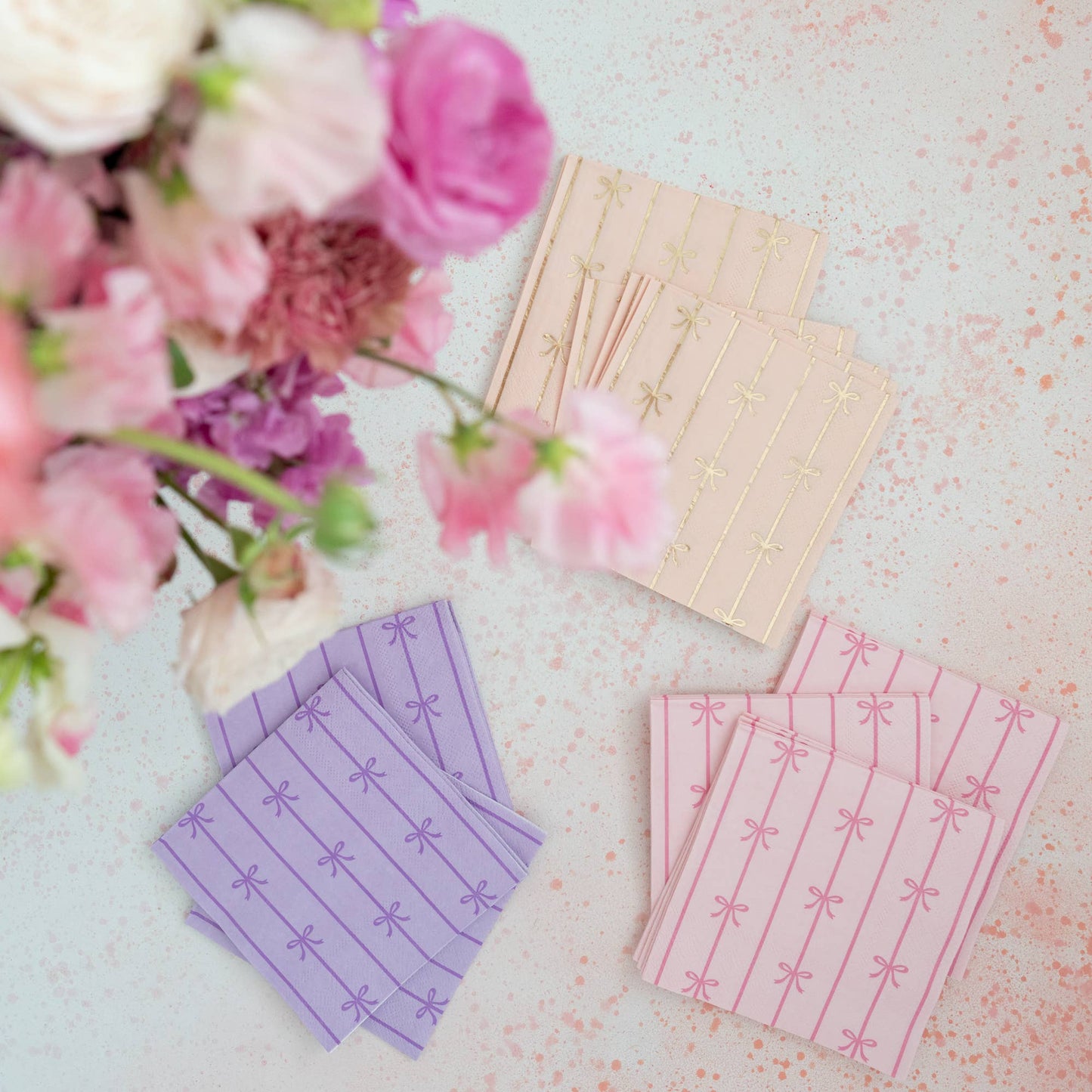 Petal Pink Signature Bow Cocktail Napkins