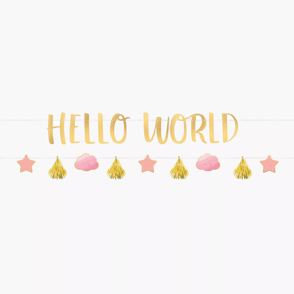 Hello World Baby Shower Banner