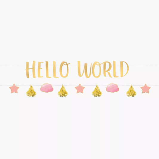 Hello World Baby Shower Banner