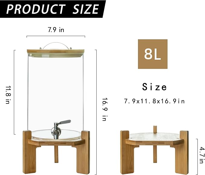 Natural Wood & Glass Beverage Dispenser - Rental