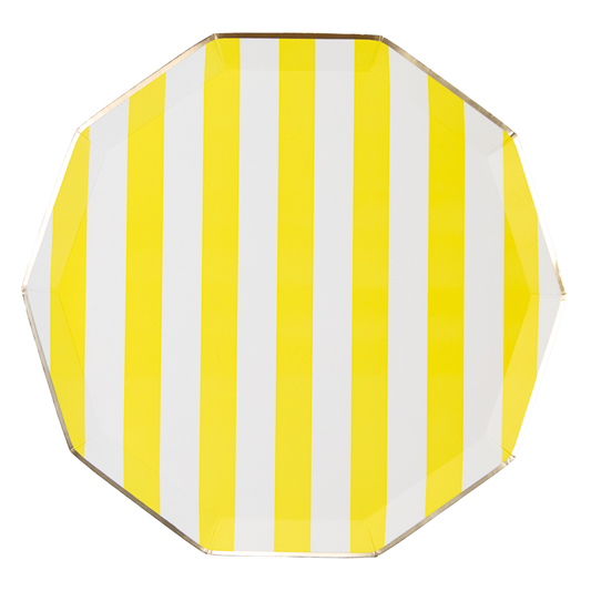 Soleil Yellow Cabana Signature Large Stripe Plates