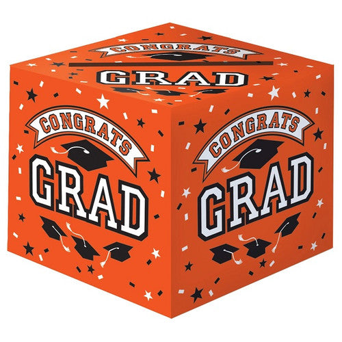 Graduation Set (Card Box, Plates, Napkins, Confetti) - Orange & Black