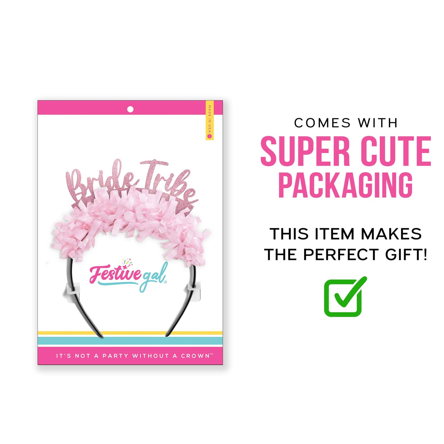 Bride Tribe Bachelorette Party Headband Crown: Rose Gold/Light Pink