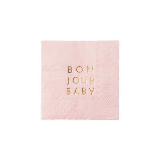 Bonjour Baby Petal Pink Cocktail Napkins