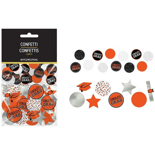 Graduation Set (Card Box, Plates, Napkins, Confetti) - Orange & Black