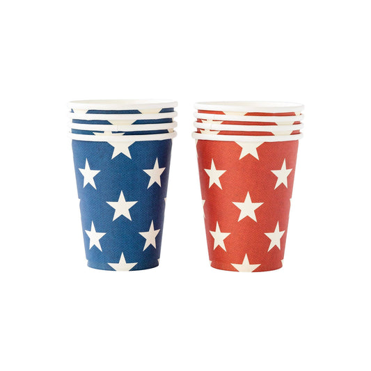 Red and Blue Star Paper Party Cups
