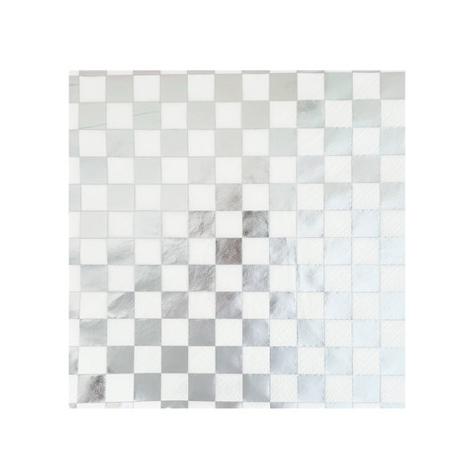 Silver Checkered Lunch Napkins
