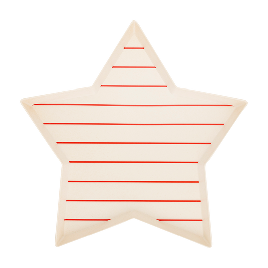 Hamptons Star Shaped Red Stripe Reusable Bamboo Tray