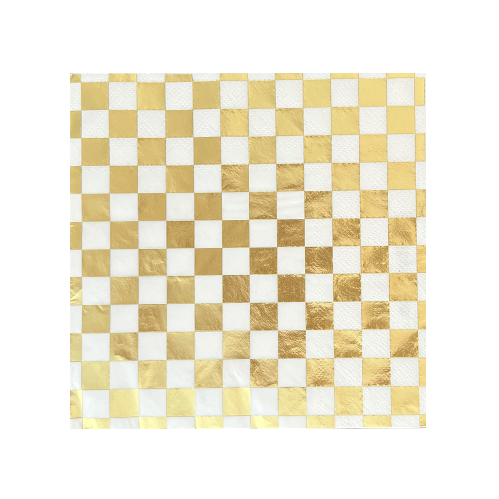 Gold Checkered Lunch Napkins