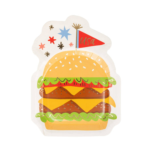 Burger Shaped Paper Plates (8 ct)